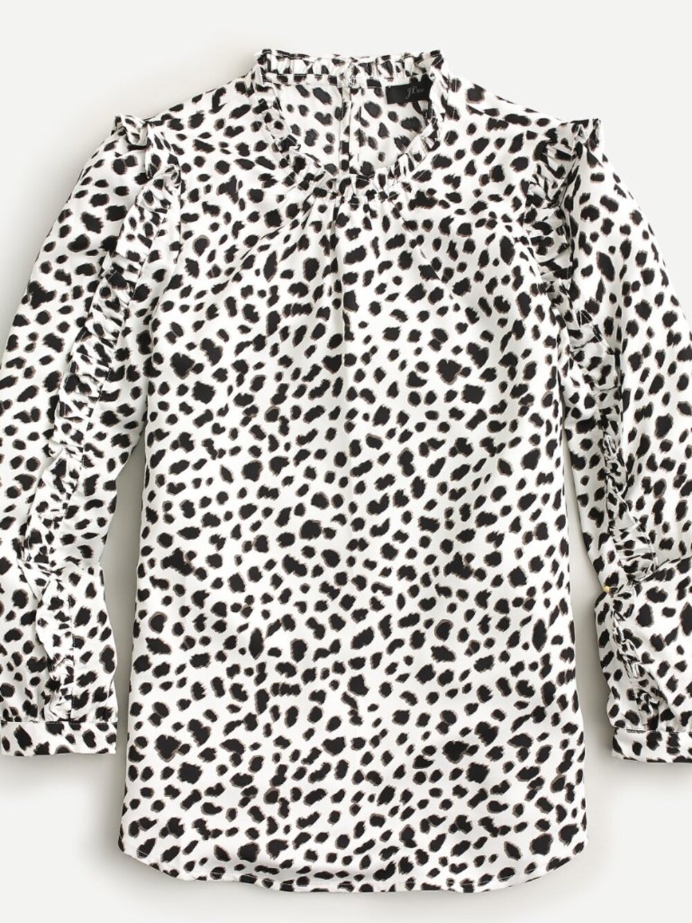 J. Crew Ruffle-Sleeve Top in Leopard Satin Crepe